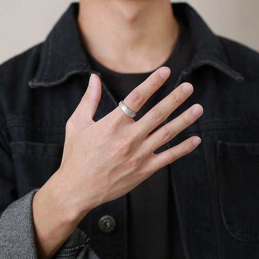 Rockyu 回転リング メンズ ステンレス製 マット加工 ストレス解消 指輪