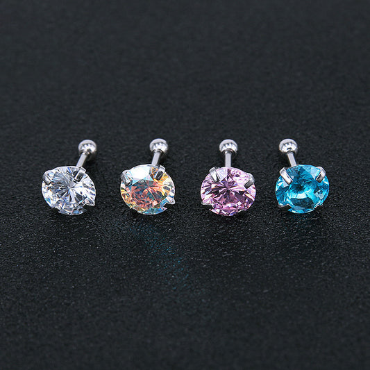 Rockyu レディースピアス シルバー925 スタッドタイプ カラフルクリスタル 多形カット ジュエリー