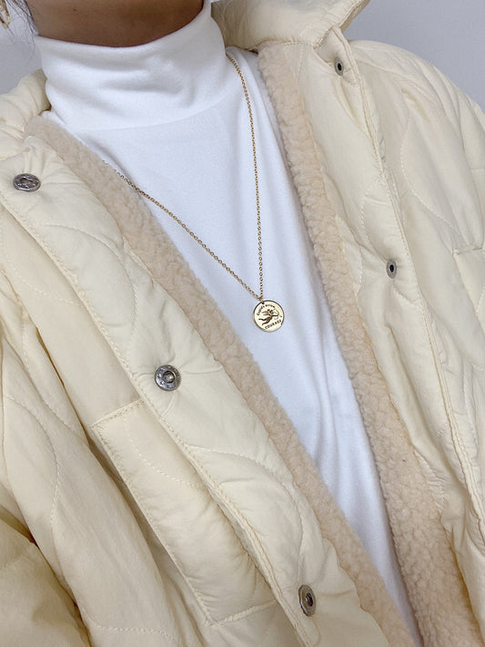 Rockyu キューピッドコインネックレス シルバー&ゴールド|金属アレルギー対応・62cmチェーン