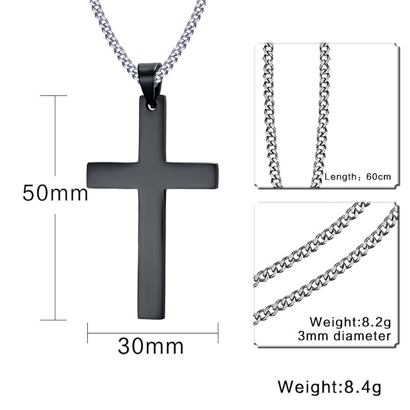 Rockyu シンプル十字架ペンダントネックレス【18金仕上げステンレス】