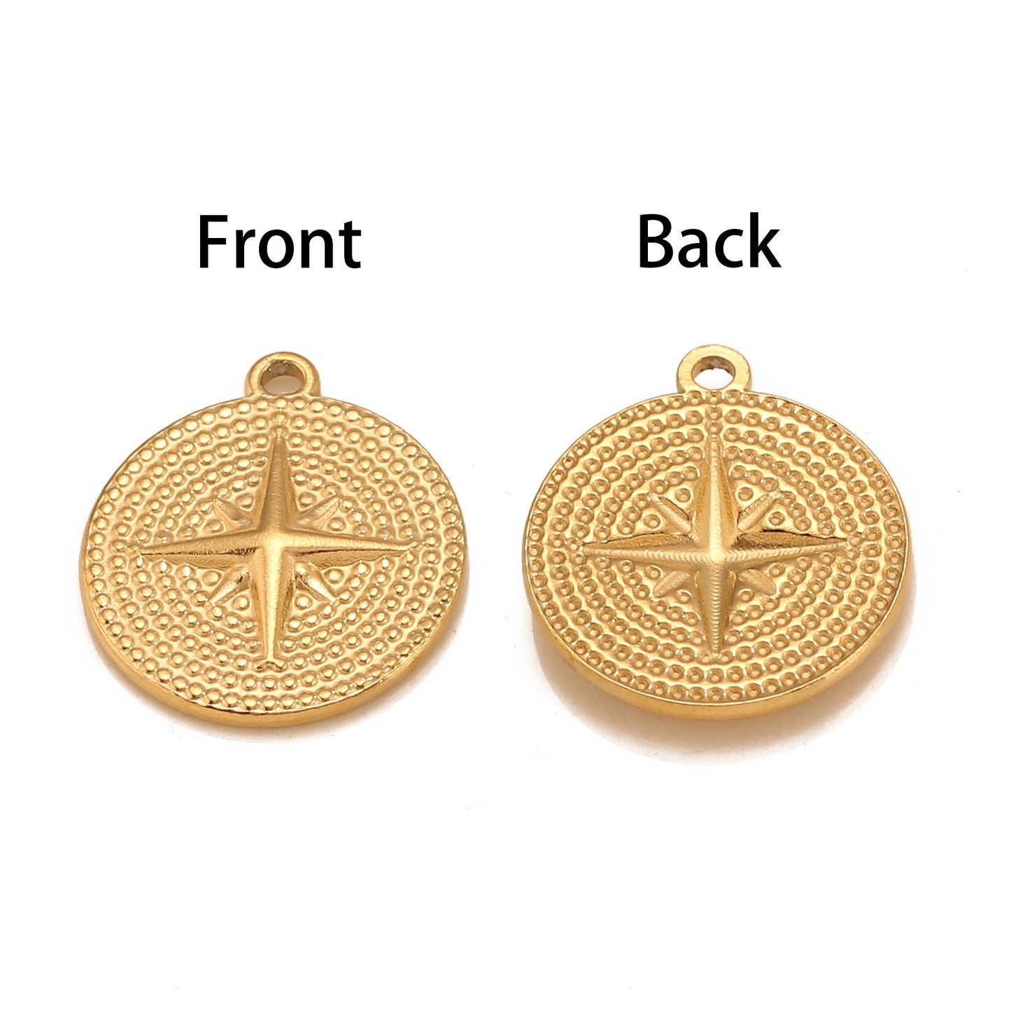 Rockyu ネックレス レディース ゴールド コイン 八芒星 ステンレス ペンダント 金属アレルギー対応