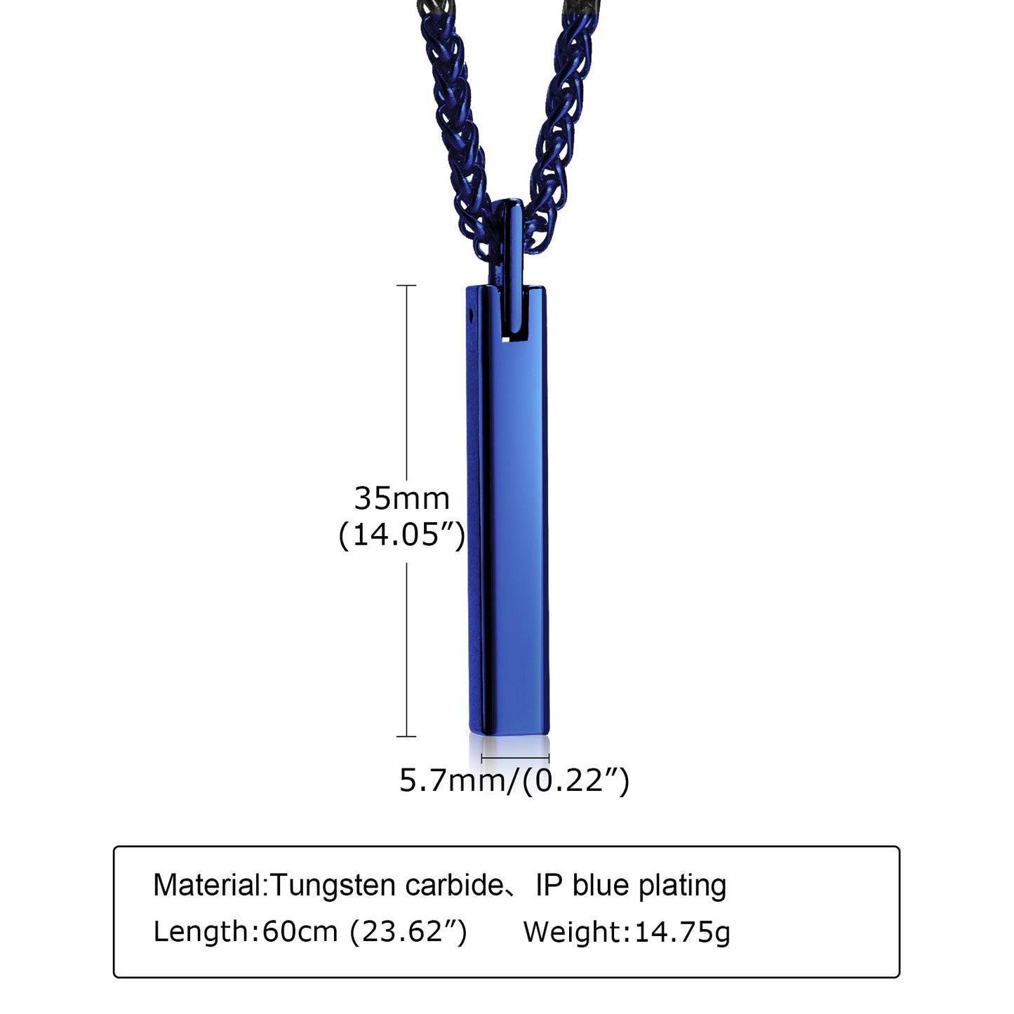 Rockyu バーネックレス メンズ タングステンスティック シンプル ペンダント