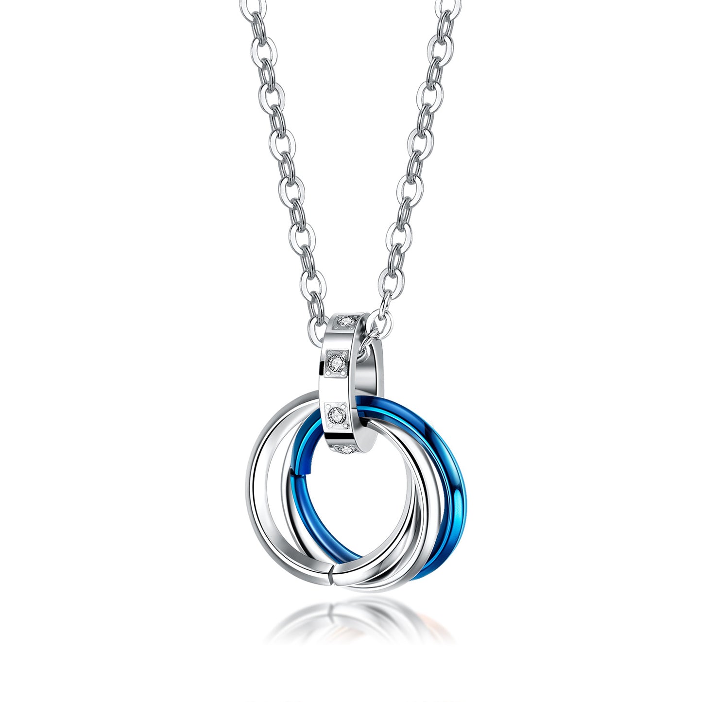 Rockyu ペアネックレス 3連リングデザイン チタン&ステンレス アレルギー対応