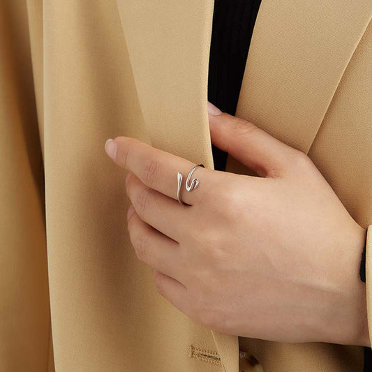 Rockyu スネークリング S925シルバー フリーサイズ レディース蛇モチーフ指輪