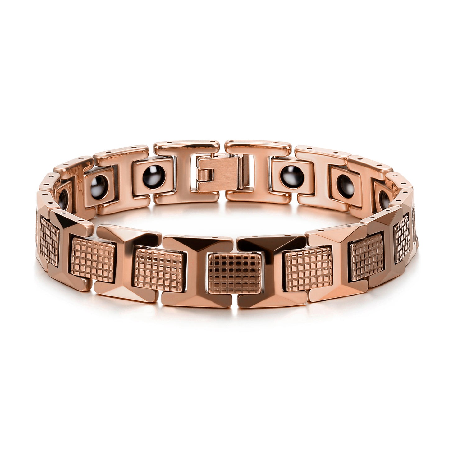 Rockyu ブレスレット メンズ タングステン ブラック シルバー ゴールド 幅広チェーン ゲルマニウム 12mm アクセサリー