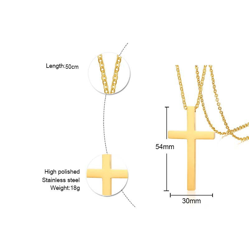 Rockyu チタン クロスネックレス メンズ ゴールド 十字架ペンダント 金属アレルギー対応 54mm×30mm