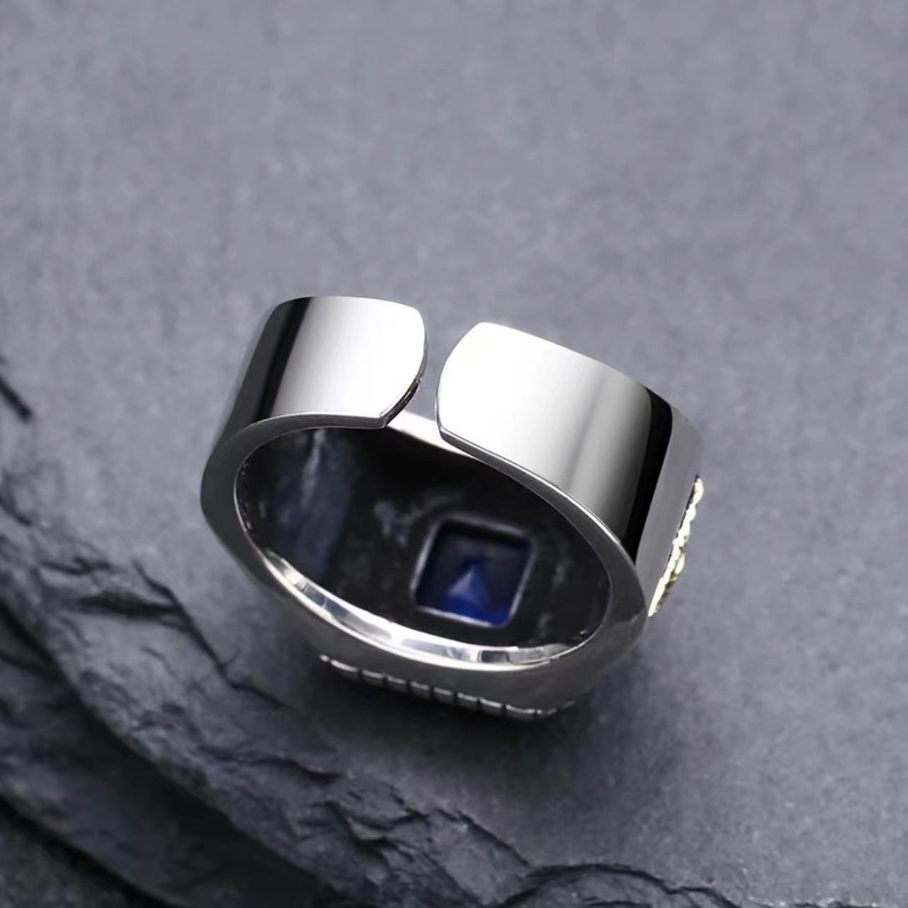 Rockyu ブルージルコニア レディースリング フリーサイズ ステンレス製 金属アレルギー対応