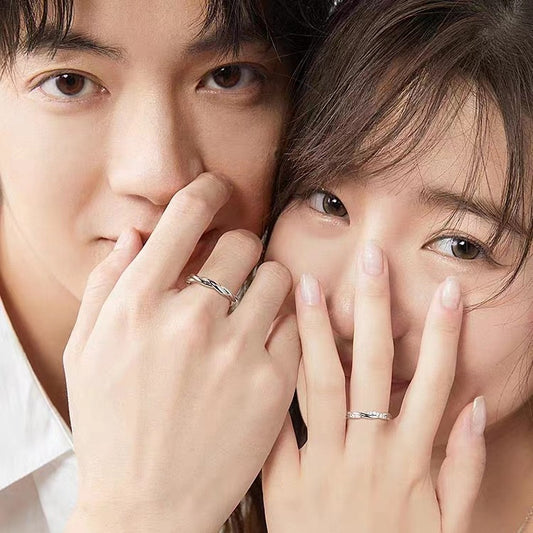 Rockyu ペアリング シルバー925 ツイストデザイン ジルコニア入り お揃いカップルリングセット 金属アレルギー対応