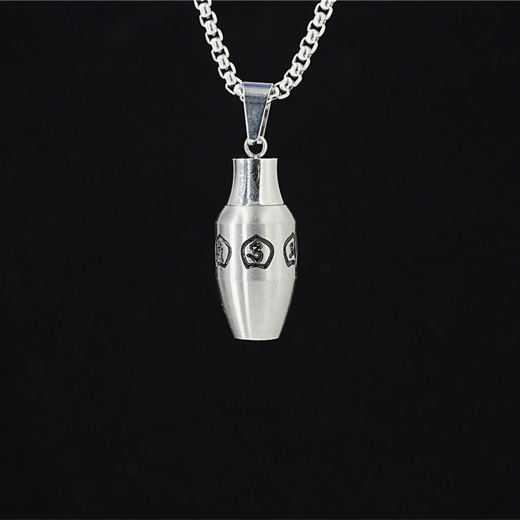 Rockyu 六字真言 遺骨ペンダント メンズ ステンレス 手元供養 ネックレス