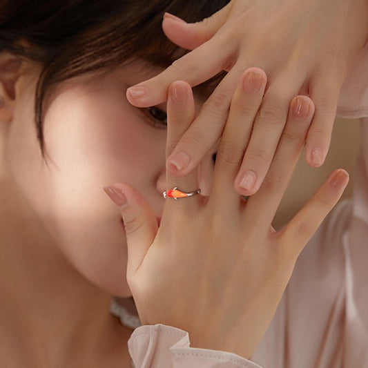 Rockyu 錦鯉モチーフリング 幸運を呼ぶ開口デザイン S925シルバー指輪