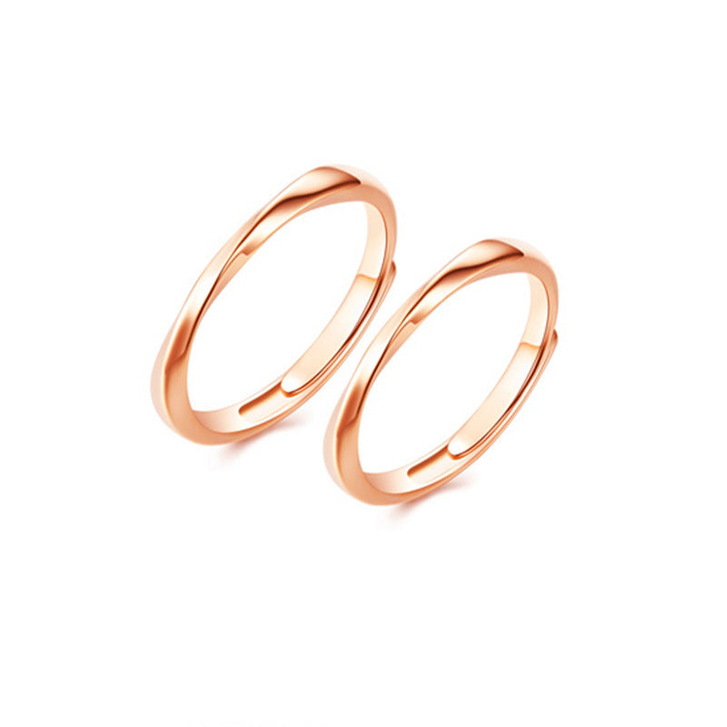 Rockyu シンプルクロスデザイン リング レディース ピンクゴールド&シルバー 18Kメッキ フリーサイズ