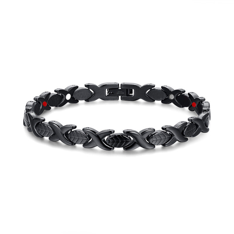 Rockyu ブレスレット レディース 磁気 シルバー&ゴールド ゲルマニウム 健康ステンレス腕輪