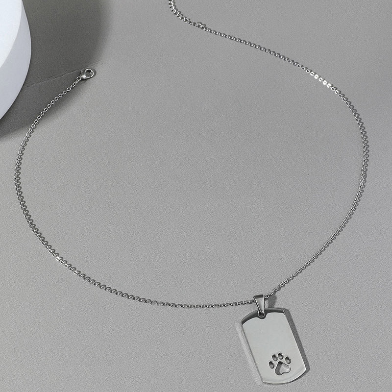 Rockyu ネックレス メンズ レディース シルバー 足跡モチーフ チタン ペンダント