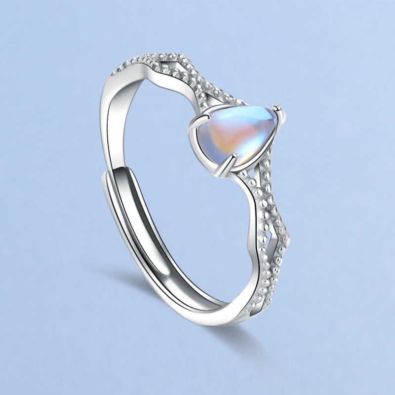 Rockyu ペアリング カップル 人気 フリーサイズ シルバー925 姫と騎士指輪 剣 ムーンストーン 大粒 お守り 永遠の愛 バレンタインデー 恋人の日 プレゼント