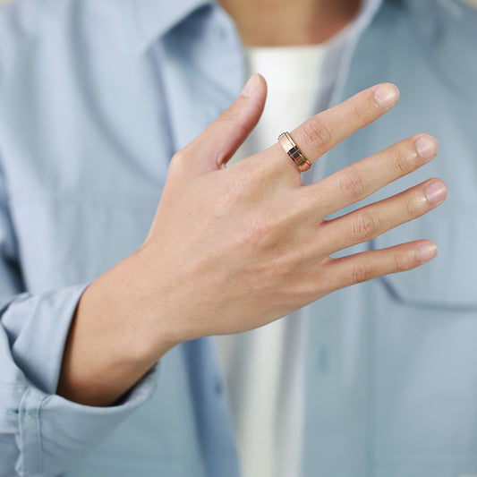 スピナー チタンリング メンズ スタイリッシュ IPメッキ 6mm 幅広デザイン