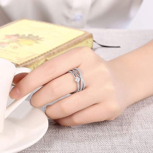 Rockyu 指輪 レディース 18K ピンクゴールド キラキラ おしゃれ リング 華奢デザイン ジュエリー 女性 プレゼント