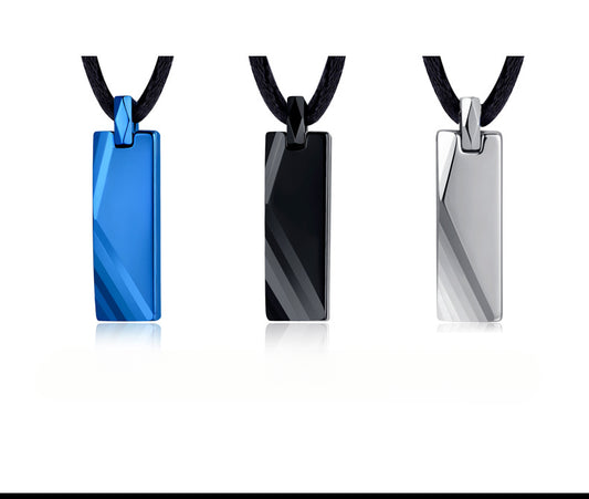 Rockyu ネックレス メンズ タングステンプレート シンプルミラーペンダント