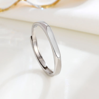 Rockyu シルバー925 ペアリング フリーサイズ 多面カット 結婚＆婚約指輪