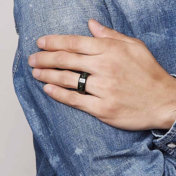 Rockyu タングステンリング メンズ 龍紋デザイン おしゃれ 幅8mm 指輪