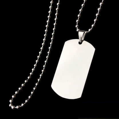 Rockyu ネックレス メンズ タングステンプレート 長方形ペンダント ベネチアンチェーン