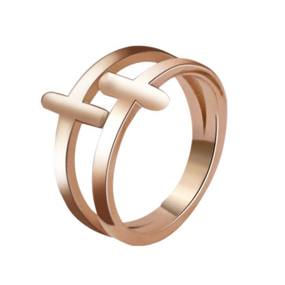 Rockyu 十字架デザインリング レディース K18仕上げ ピンクゴールド ゴールド シルバー