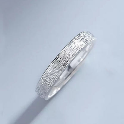 Rockyu ペアリングセット シルバー925 木目調デザイン カップル用フリーサイズ