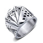 Rockyu トランプモチーフ メンズリング ステンレス製 ポーカーデザイン 指輪