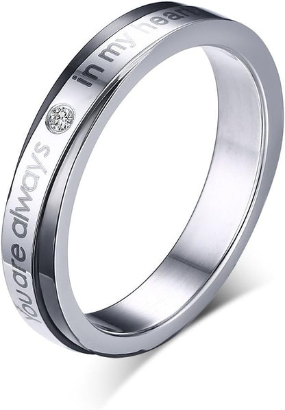 ペアリング シンプル＆ジルコニア付き｜錆びにくいステンレス製カップル指輪