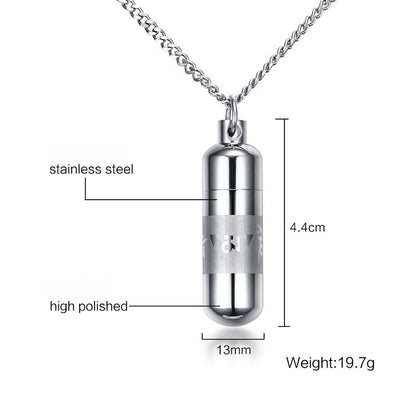 Rockyu 六字真言 カプセル型ペンダント チタン製 ステンレス 遺骨収納可能 ネックレス