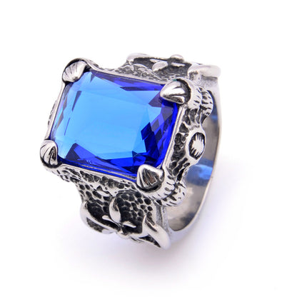 Rockyu ステンレスリング メンズ 幅広 ごつめデザイン ビンテージ風 宝石風ストーン リング