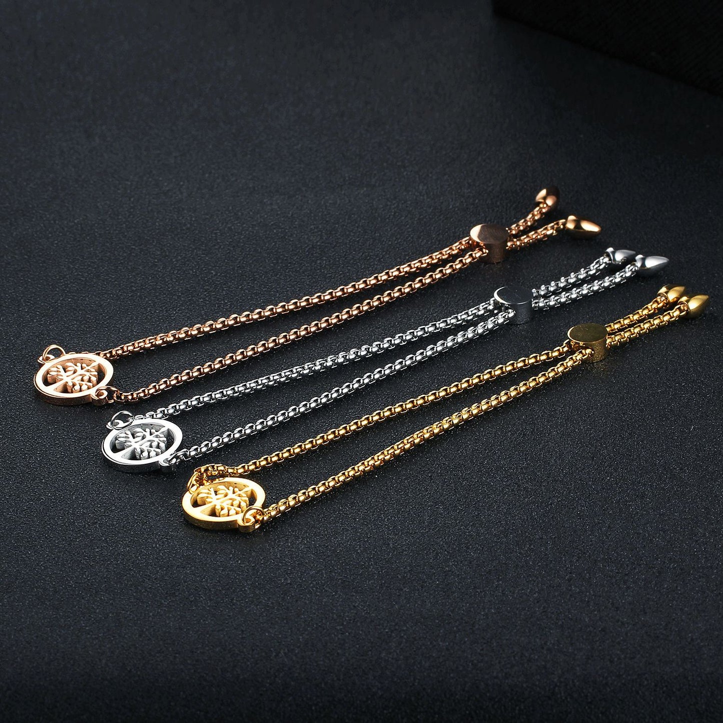 Rockyu ステンレス製 スライドブレスレット｜ツリーオブライフ モチーフ レディース