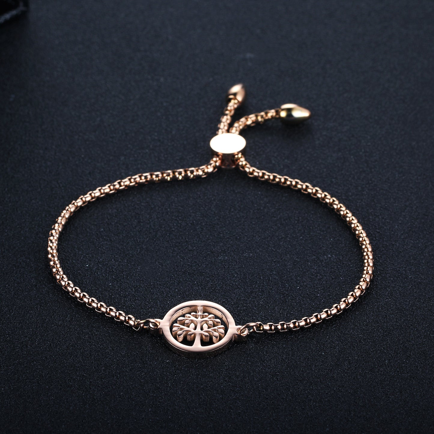 Rockyu ステンレス製 スライドブレスレット｜ツリーオブライフ モチーフ レディース