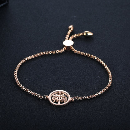 Rockyu ステンレス製 スライドブレスレット｜ツリーオブライフ モチーフ レディース