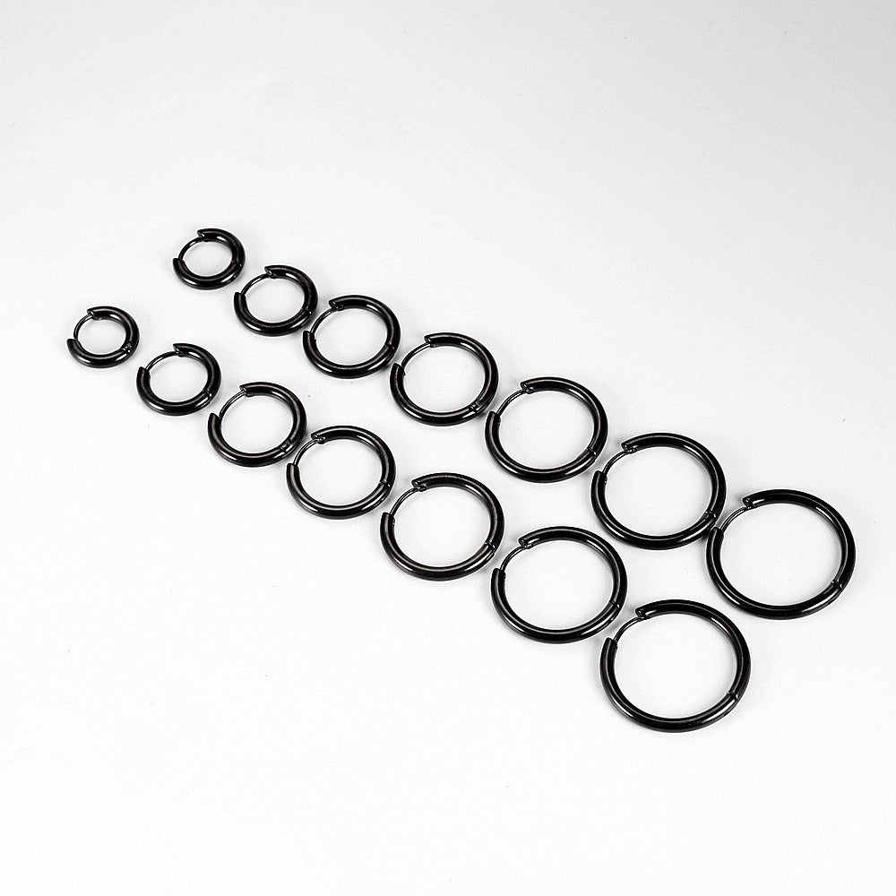 Rockyu フープピアス メンズ レディース 中折れ式 ステンレス 8mm〜20mm アレルギーフリー