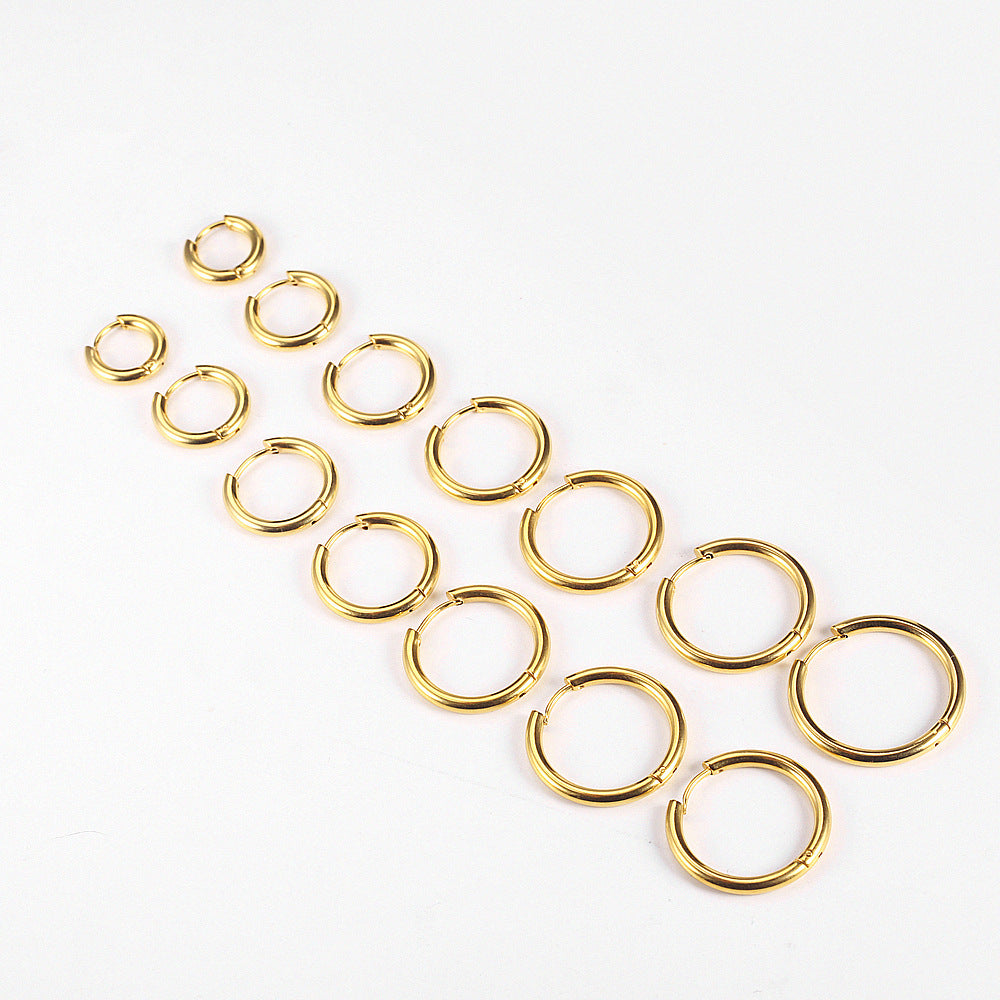 Rockyu フープピアス メンズ レディース 中折れ式 ステンレス 8mm〜20mm アレルギーフリー