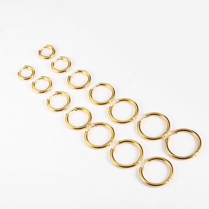 Rockyu フープピアス メンズ レディース 中折れ式 ステンレス 8mm〜20mm アレルギーフリー