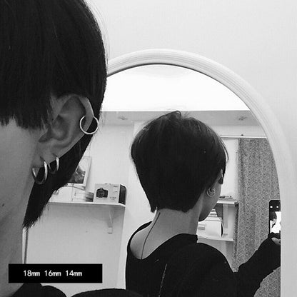 Rockyu フープピアス メンズ レディース 中折れ式 ステンレス 8mm〜20mm アレルギーフリー