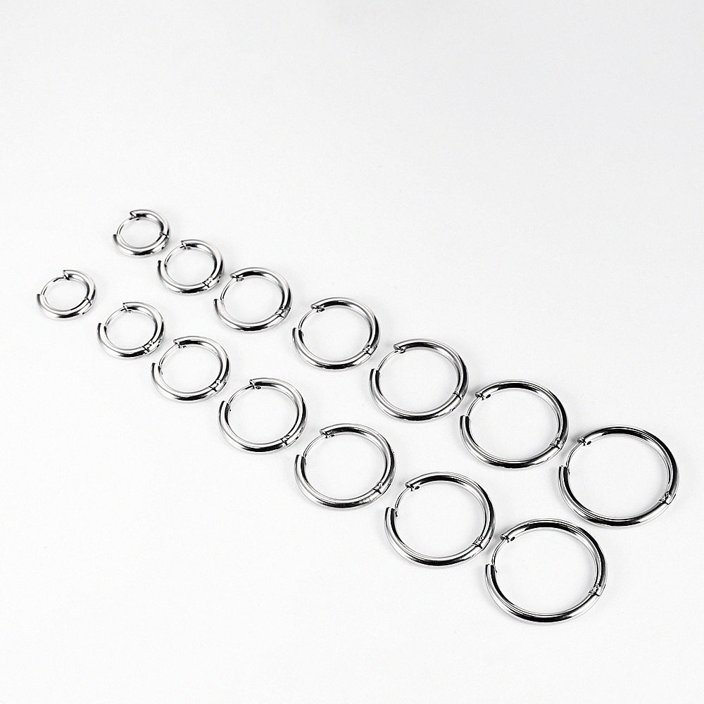 Rockyu フープピアス メンズ レディース 中折れ式 ステンレス 8mm〜20mm アレルギーフリー