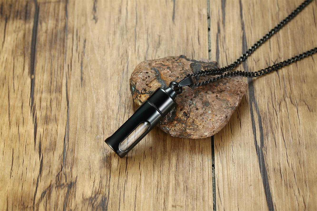 Rockyu ネックレス メンズ ステンレス カプセル型 薬ケース ピルケース ゴールド＆シルバー ジュエリー