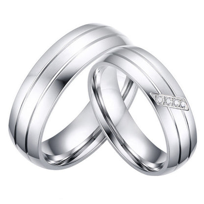 Rockyu ペアリング シルバー ステンレス製 6mm 幅広 ジルコニア付き 結婚指輪風デザイン