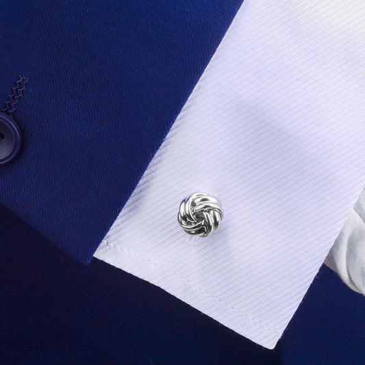 Rockyu メンズカフス 結び目ノットデザイン ステンレス製 丸型 ブラック シルバー ゴールド