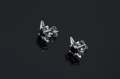 Rockyu メンズピアス シルバー ブラックスター CZジルコニア チタン製 アレルギー対応