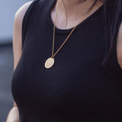 Rockyu ネックレス レディース ゴールド チタン コイン メダルペンダント エリザベス 鎖骨チェーン