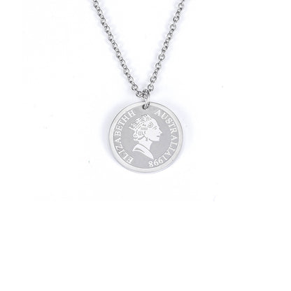 Rockyu ネックレス レディース ゴールド チタン コイン メダルペンダント エリザベス 鎖骨チェーン