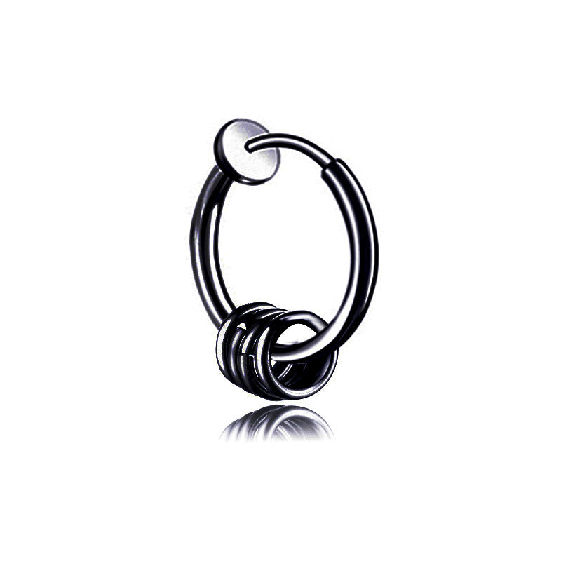 Rockyu メンズピアス フープ シルバー 4連サークル リングピアス 男女兼用 シンプル