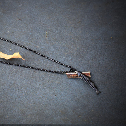 Rockyu 魚骨ネックレス メンズ サージカルステンレス製 3色展開 ベネチアンチェーン