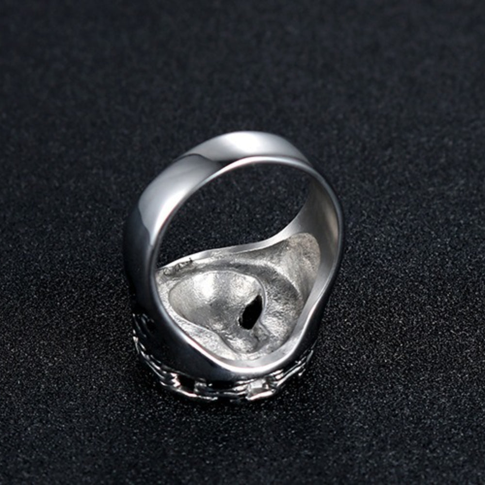 Rockyu スカルデザインリング メンズ ステンレス製 パンク ヒップホップ風