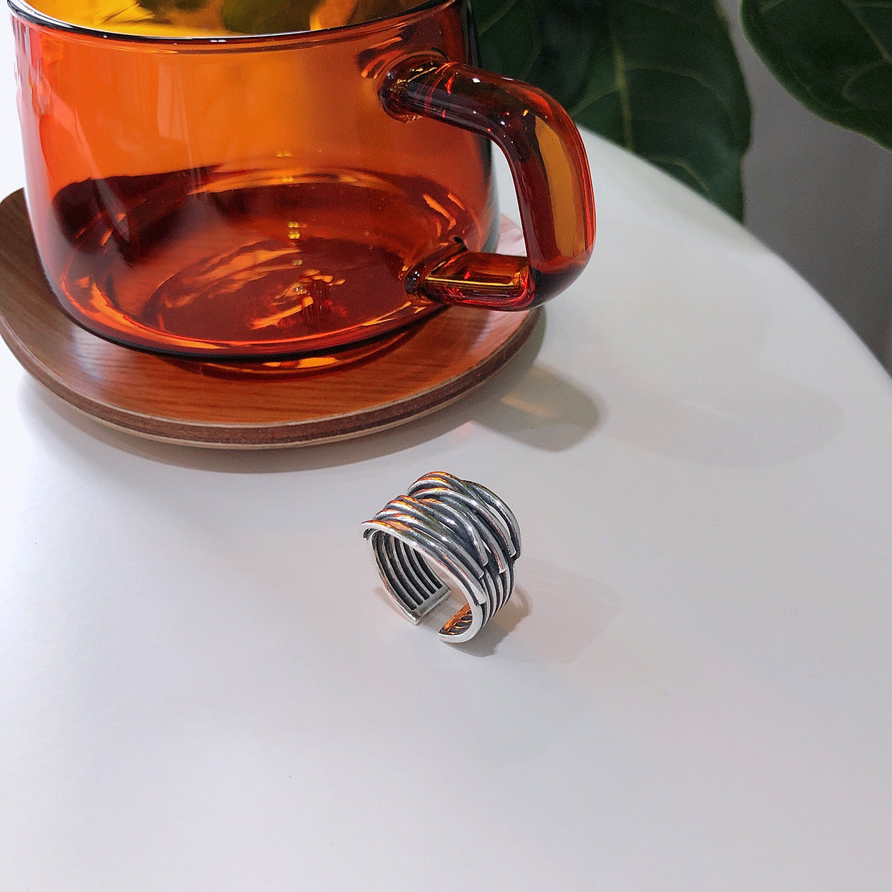 Rockyu シルバー多連チタンリング レディース フリーサイズ おしゃれ指輪