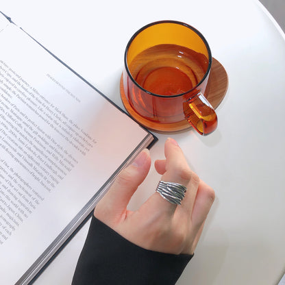 Rockyu シルバー多連チタンリング レディース フリーサイズ おしゃれ指輪