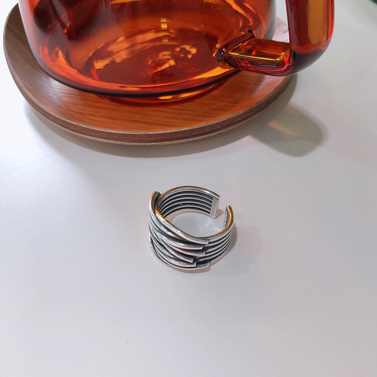 Rockyu シルバー多連チタンリング レディース フリーサイズ おしゃれ指輪